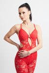 Amelia Lace Bodysuit Red